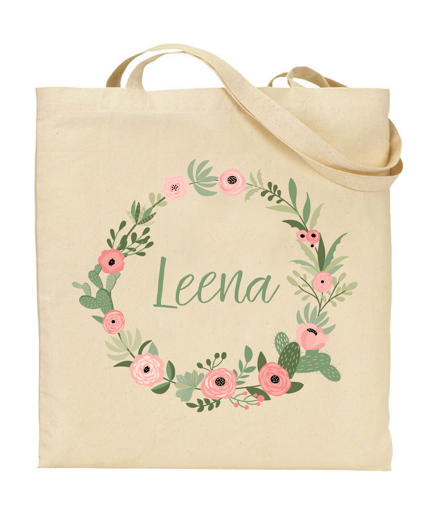 Cactus and Florals Personalized Tote Bag