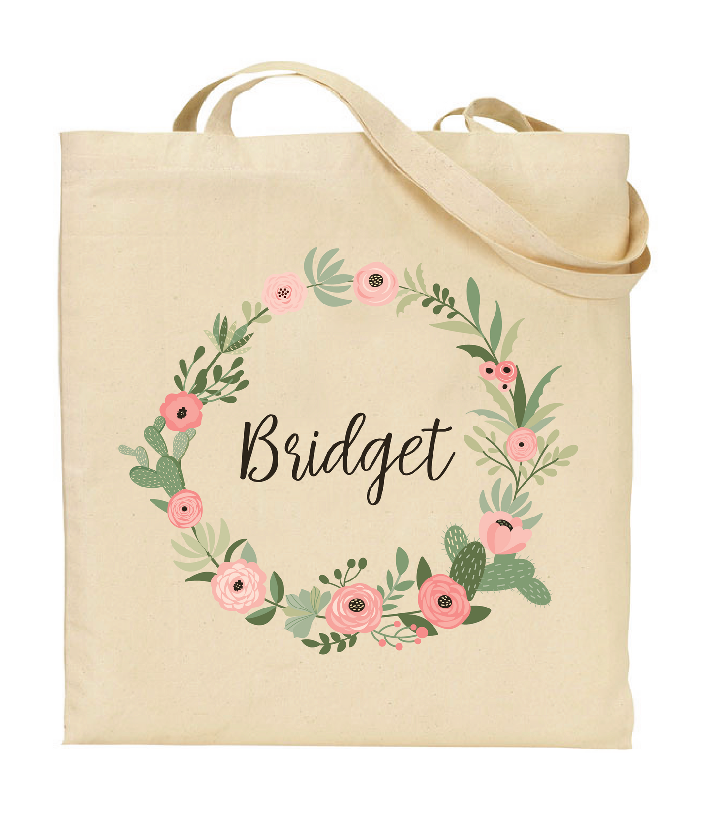 Cactus and Florals Personalized Tote Bag