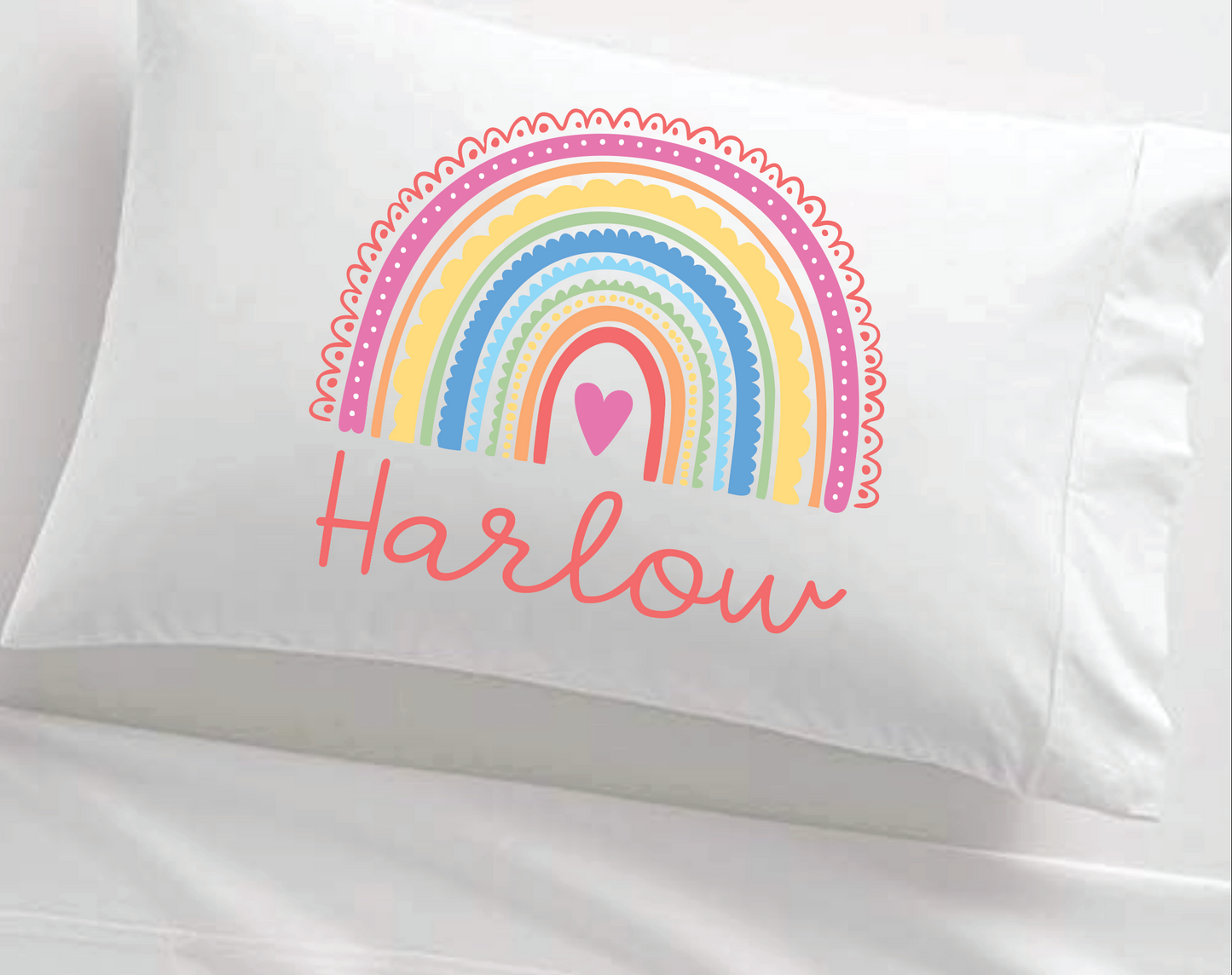 Sweet Boho Rainbow Personalized Girl's Pillowcase