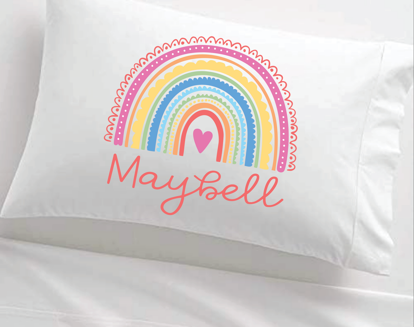 Sweet Boho Rainbow Personalized Girl's Pillowcase