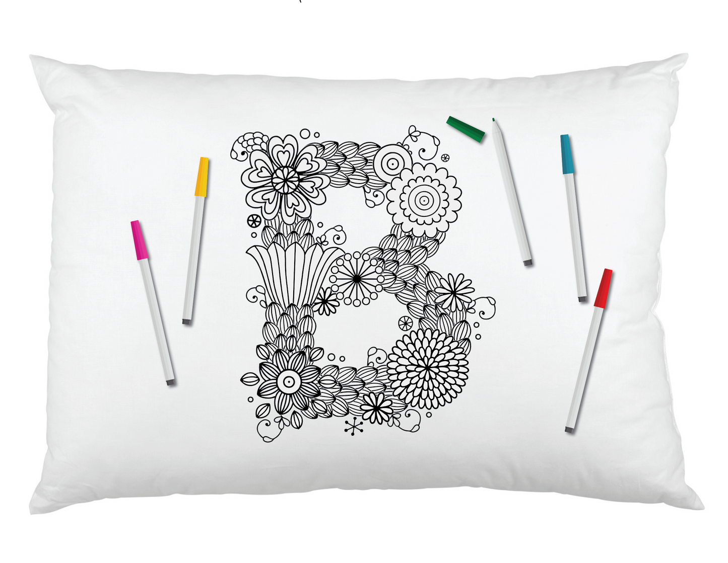 Color Your Own Boho Flower Monogram Pillowcase