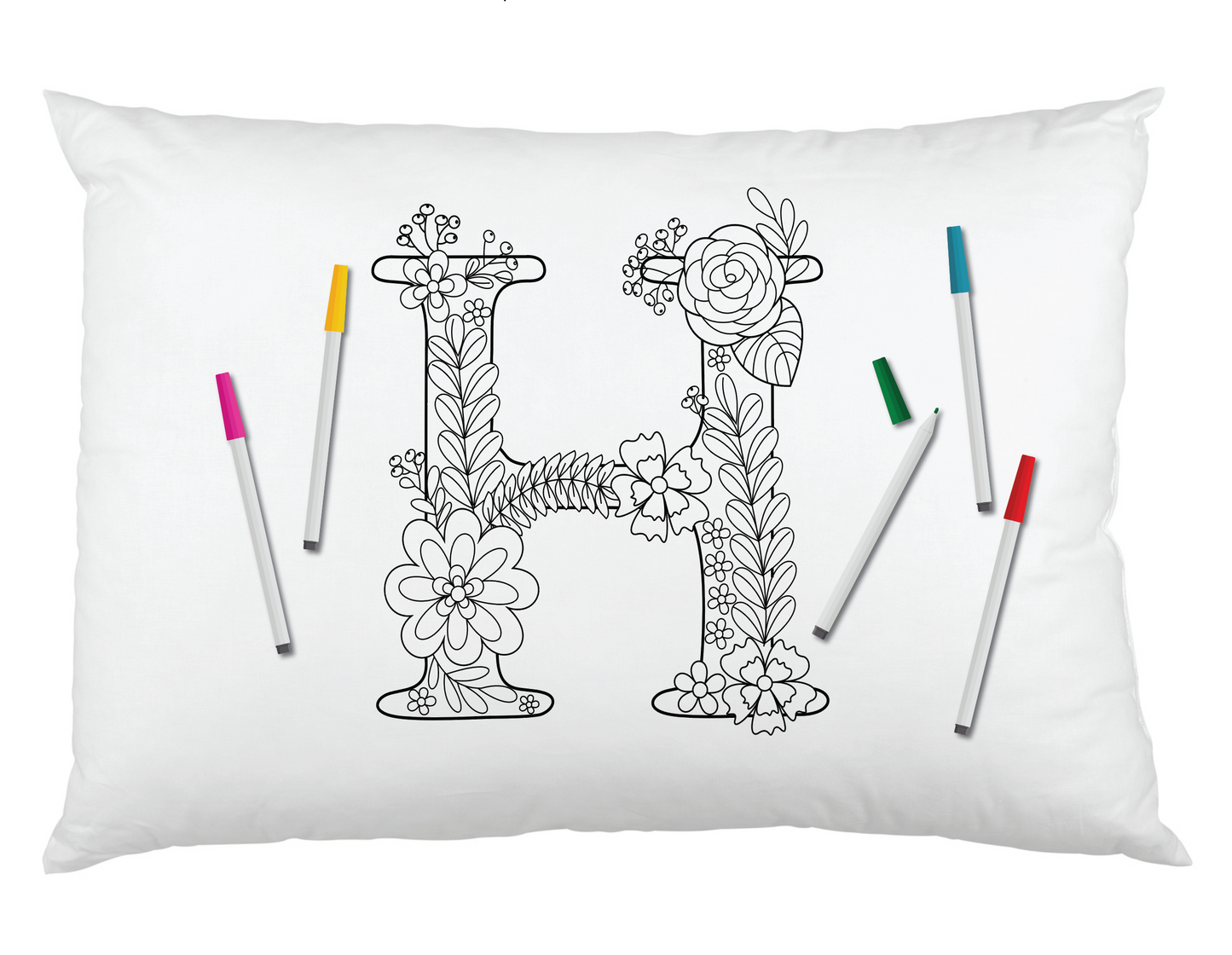 Color Your Own Garden Party Flower Monogram Pillowcase