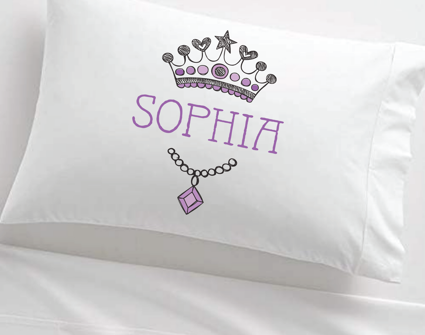 Princess Jewels Personalized Girl's Pillowcase