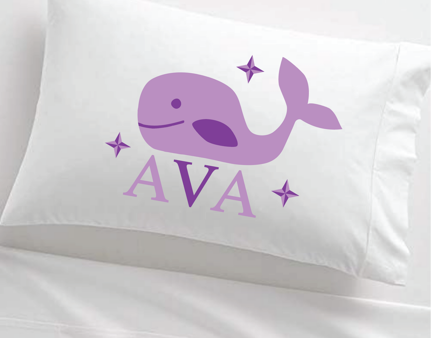 Personalized Little Purple Whale Child's Pillowcase