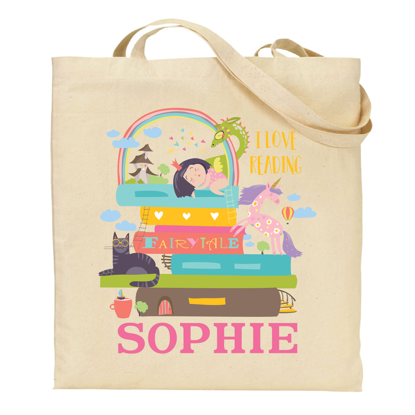 Personalized Fairy Tale Library Tote Bag