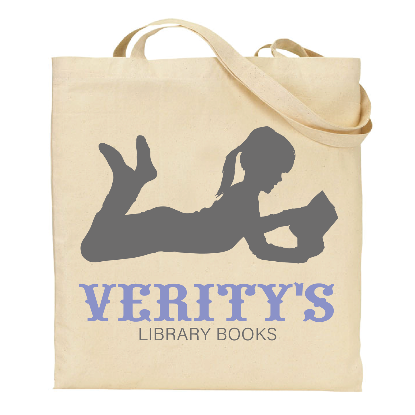 Little Girl Silhouette Personalized Library Tote Bag