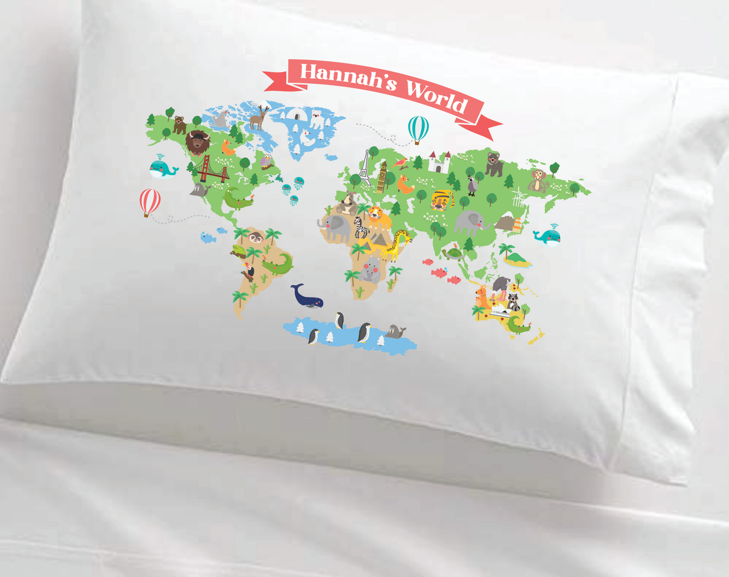 Personalized World Map Pillowcase
