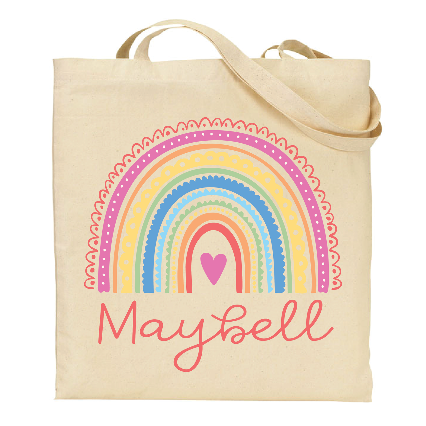Sweet Boho Rainbow Personalized Children's Tote Bag