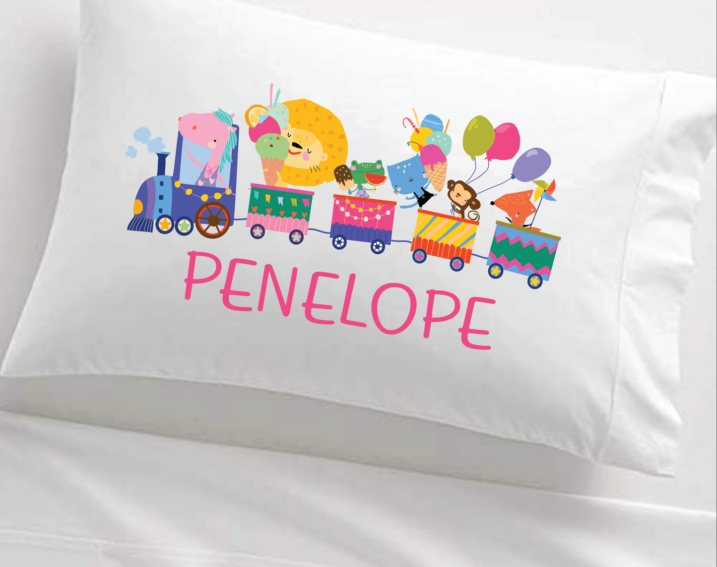 Animal Train Personalized Pillowcase