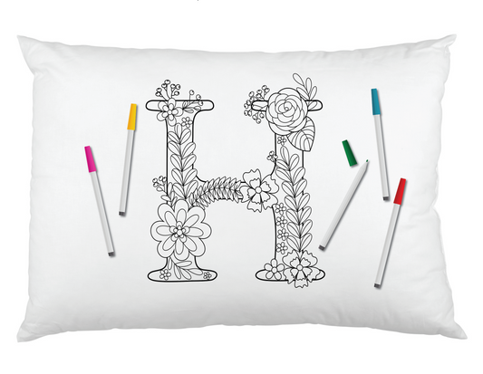Color Your Own Garden Party Flower Monogram Pillowcase