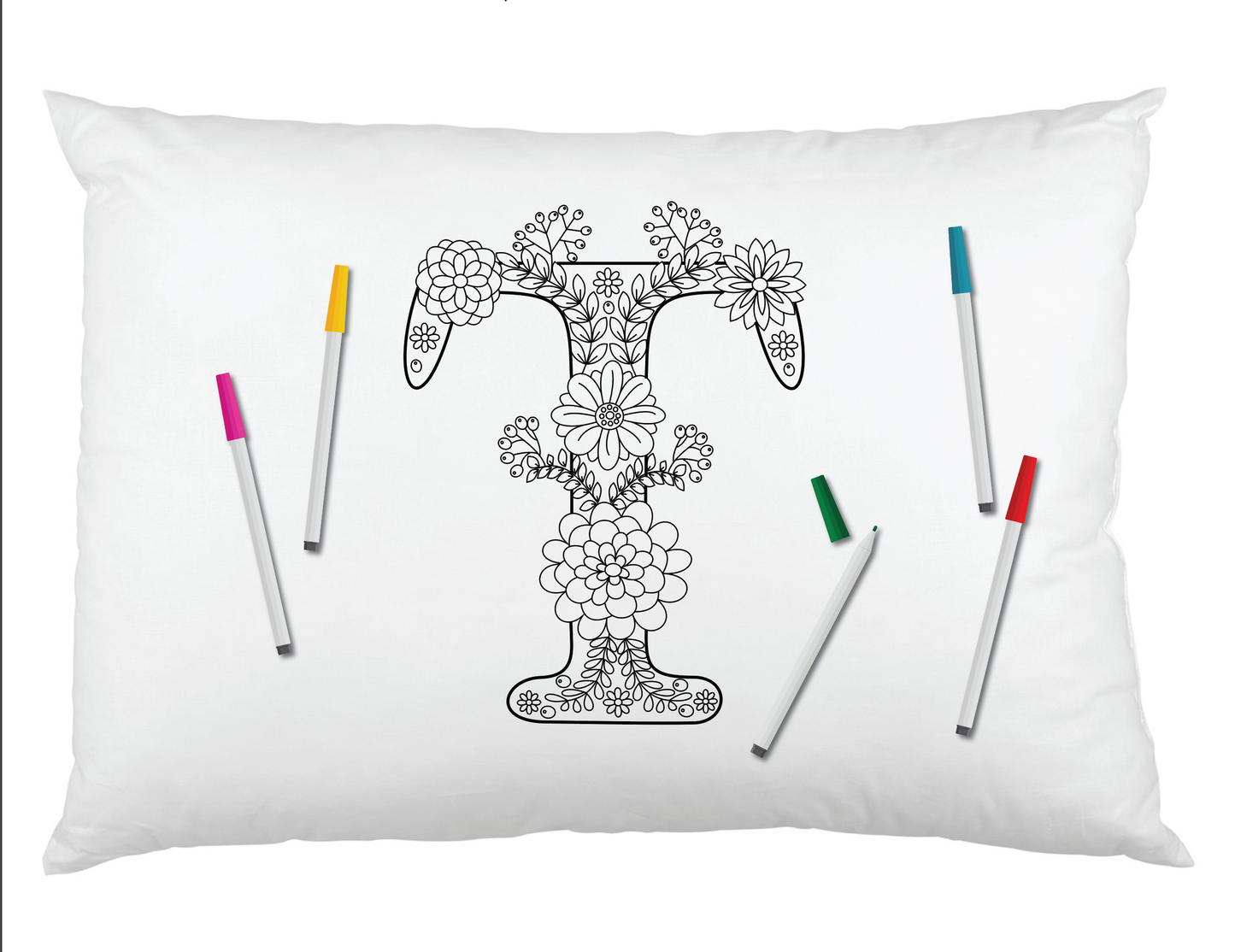 Color Your Own Garden Party Flower Monogram Pillowcase