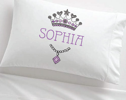 Princess Jewels Personalized Girl's Pillowcase