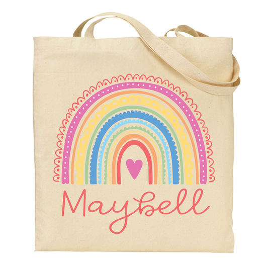 Sweet Boho Rainbow Personalized Children's Tote Bag
