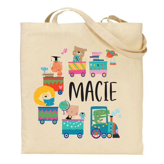 Hop on the Reading Train Personalized Children's Tote Bag